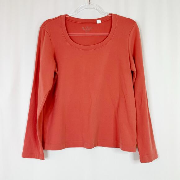 Chico's | Orange Long Sleeve Tee Shirt Scoop Neck Chicos 2/US Large - Picture 1 of 5